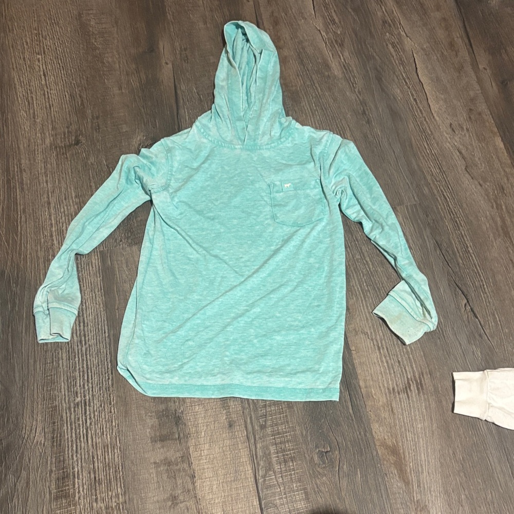 Kids Light Blue Hooded Long Sleeve Shirt